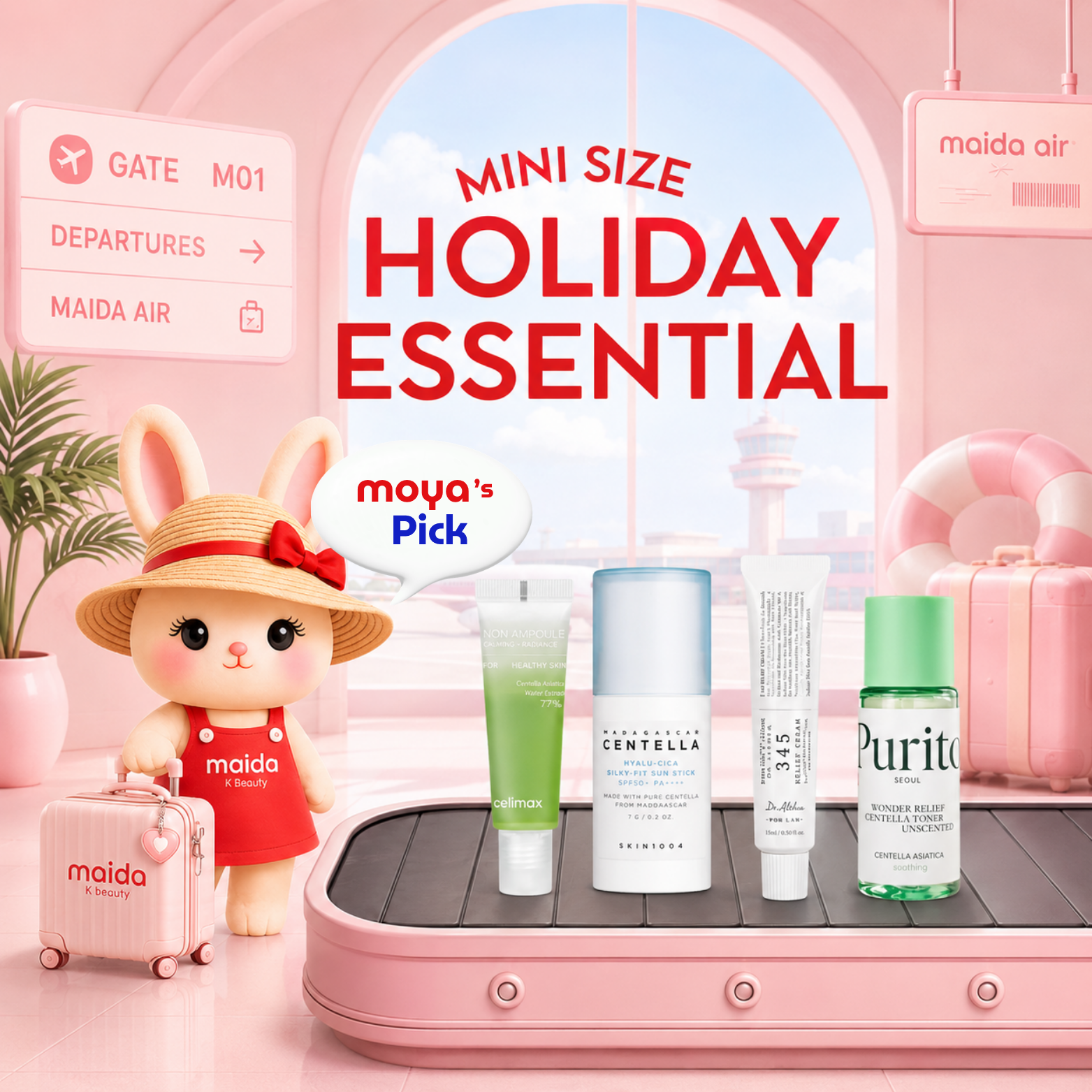 ✈️ moya’s Pick: Top 4 Mini-Sized Vacation Essentials at moida K-beauty! 🌴✨
