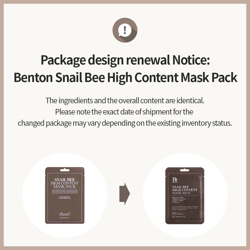 BENTON Snail Bee High Content Mask Pack 1ea