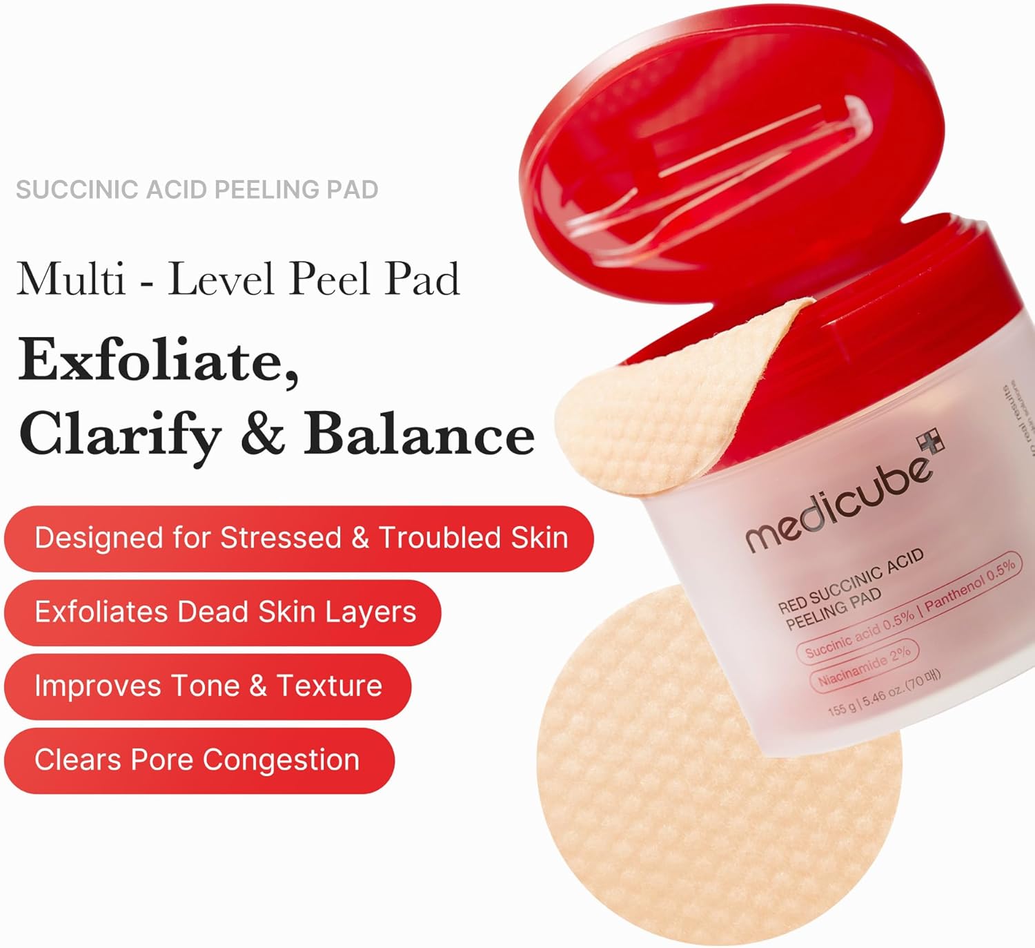 MEDICUBE Red Succinic Acid Peeling Pad (70pads)