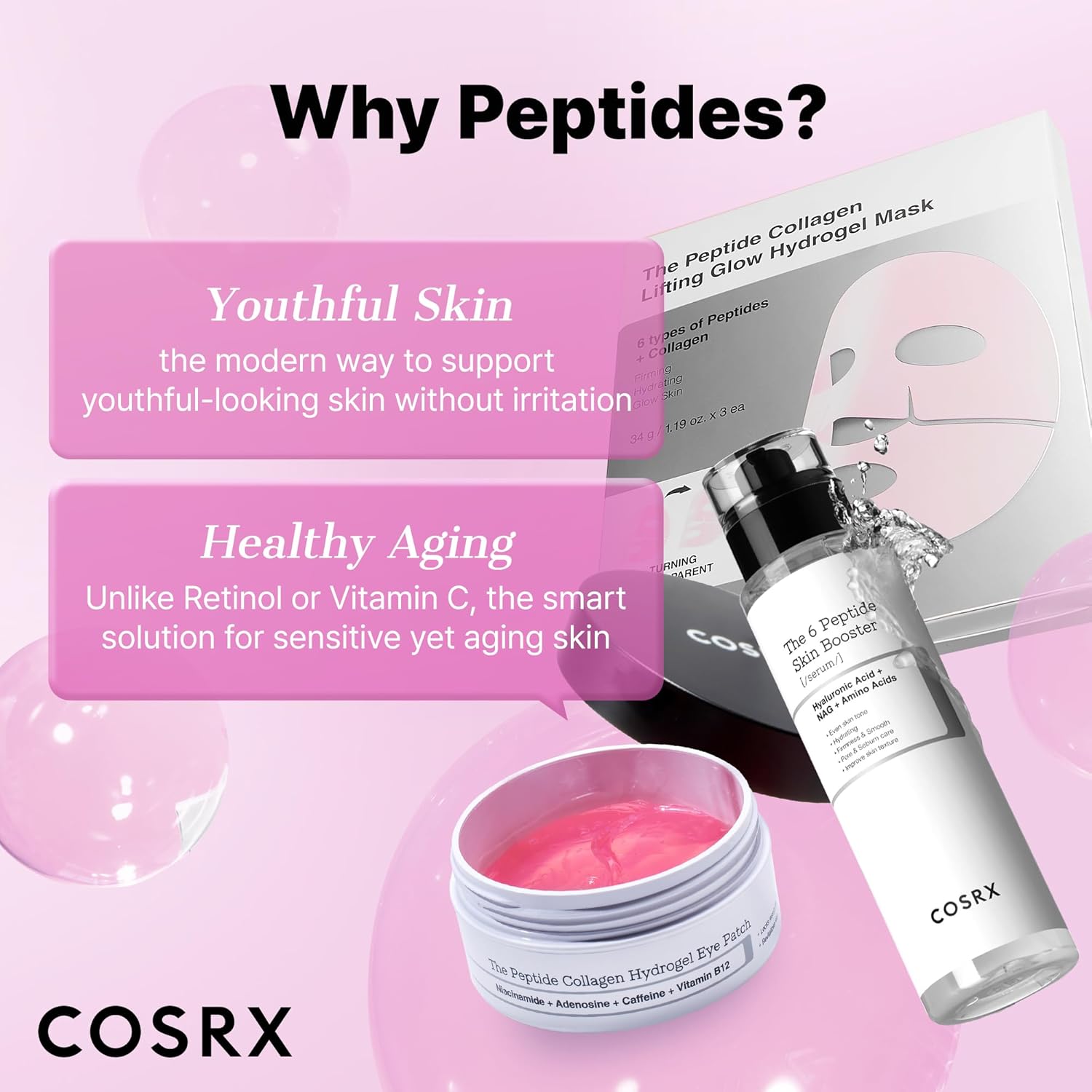 COSRX Peptide Collagen Glow Hydrogel Mask (3ea)