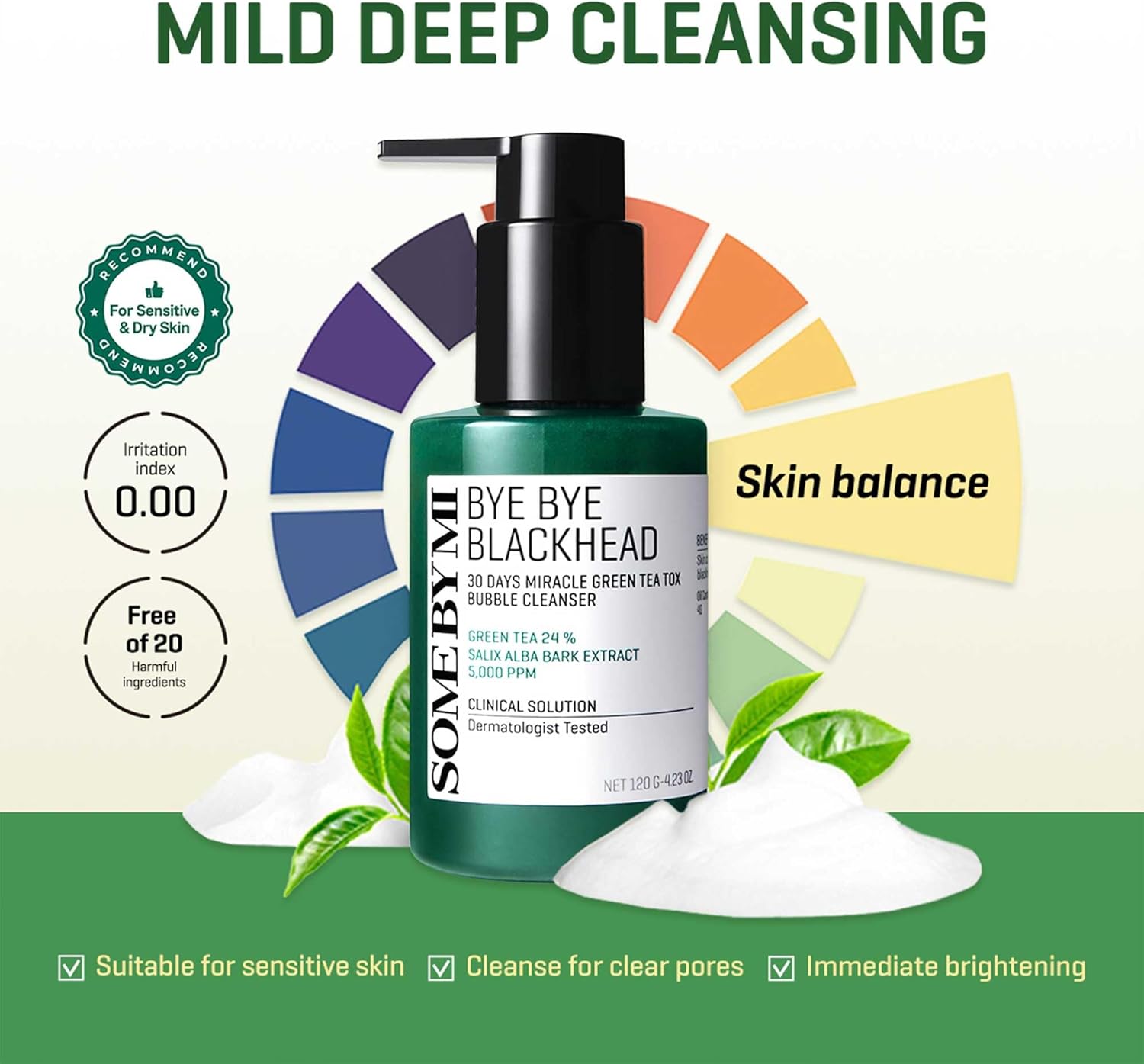 SOMEBYMI Bye Bye Blackhead 30 Days Miracle Green Tea Tox Bubble Cleanser 120g