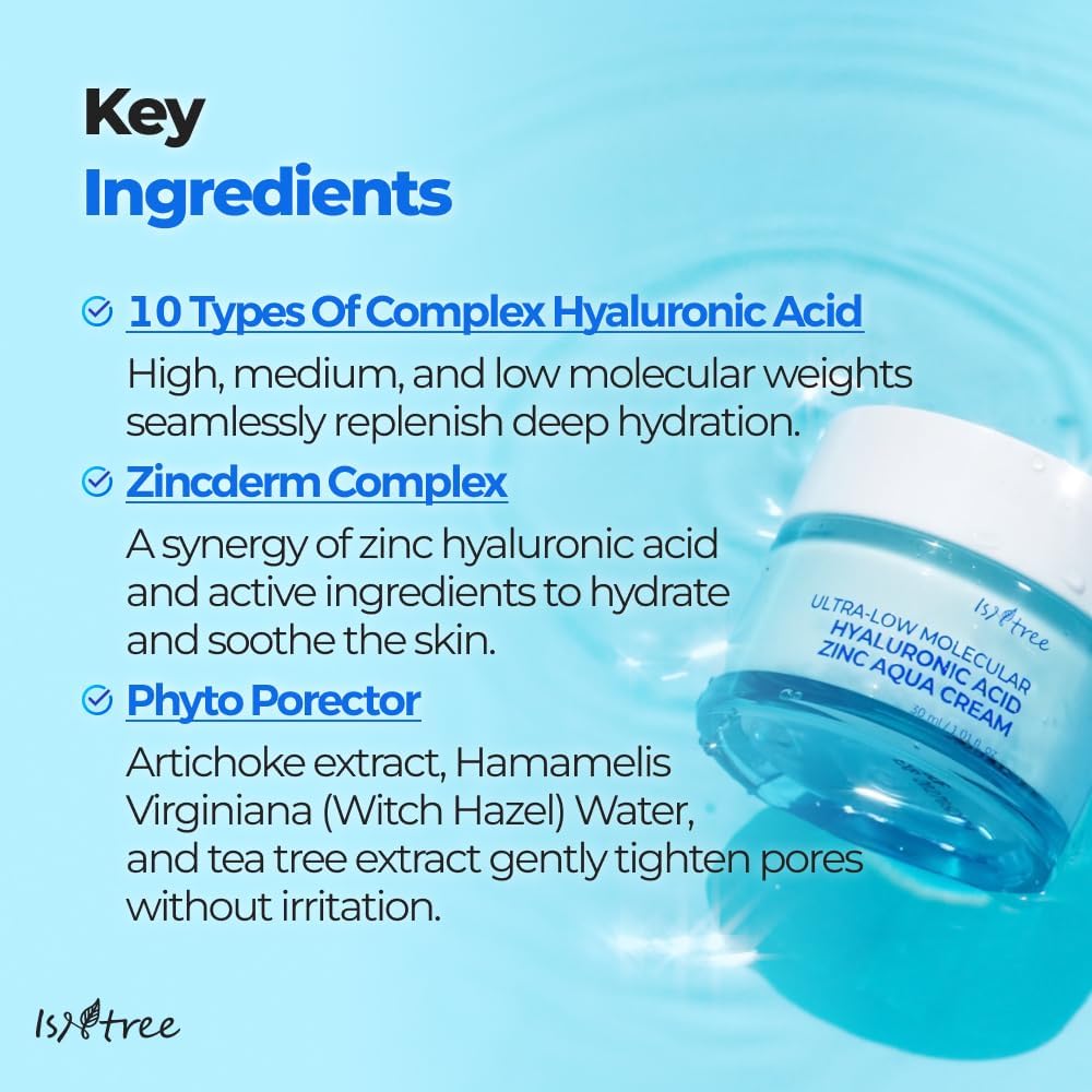 ISNTREE Ultra-Low Molecular Hyaluronic Acid Zinc Aqua Cream 80ml