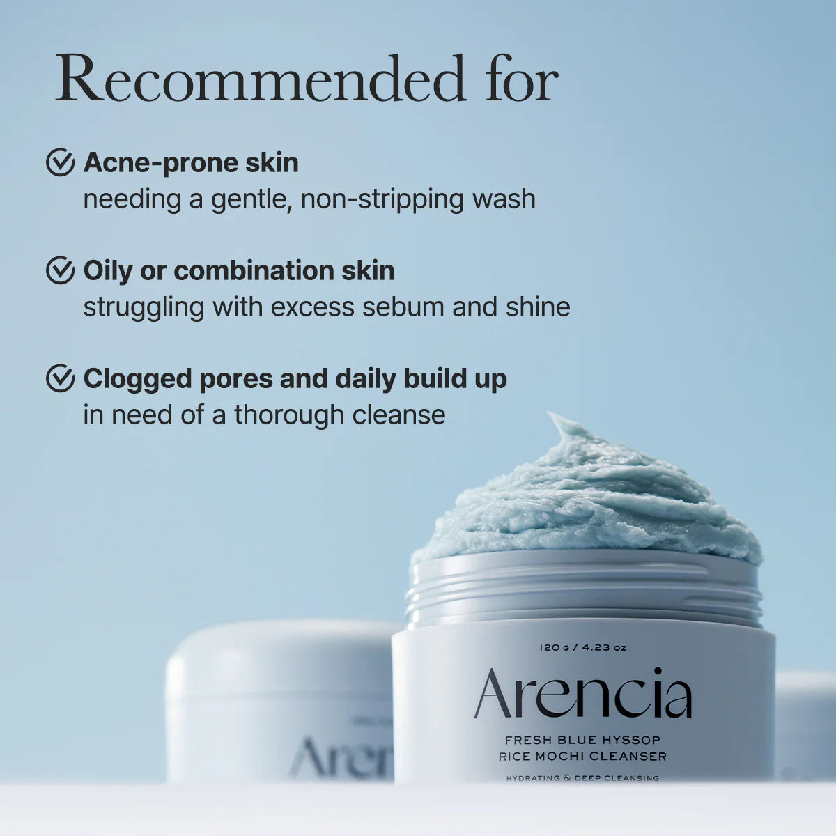 ARENCIA Fresh Blue Hyssop Rice Mochi Cleanser 120g