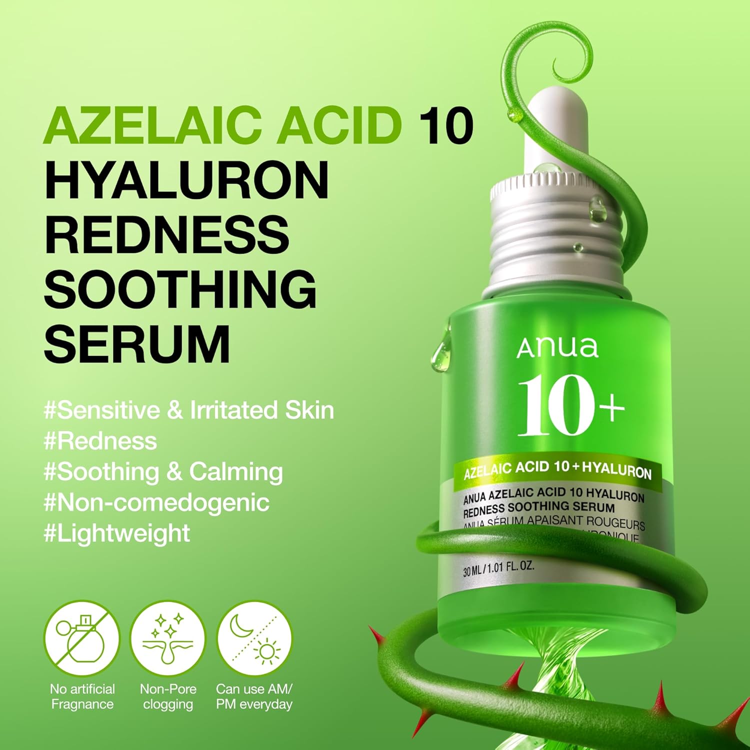 ANUA Azelaic Acid 10 Hyaluron Redness Soothing Serum 30ml