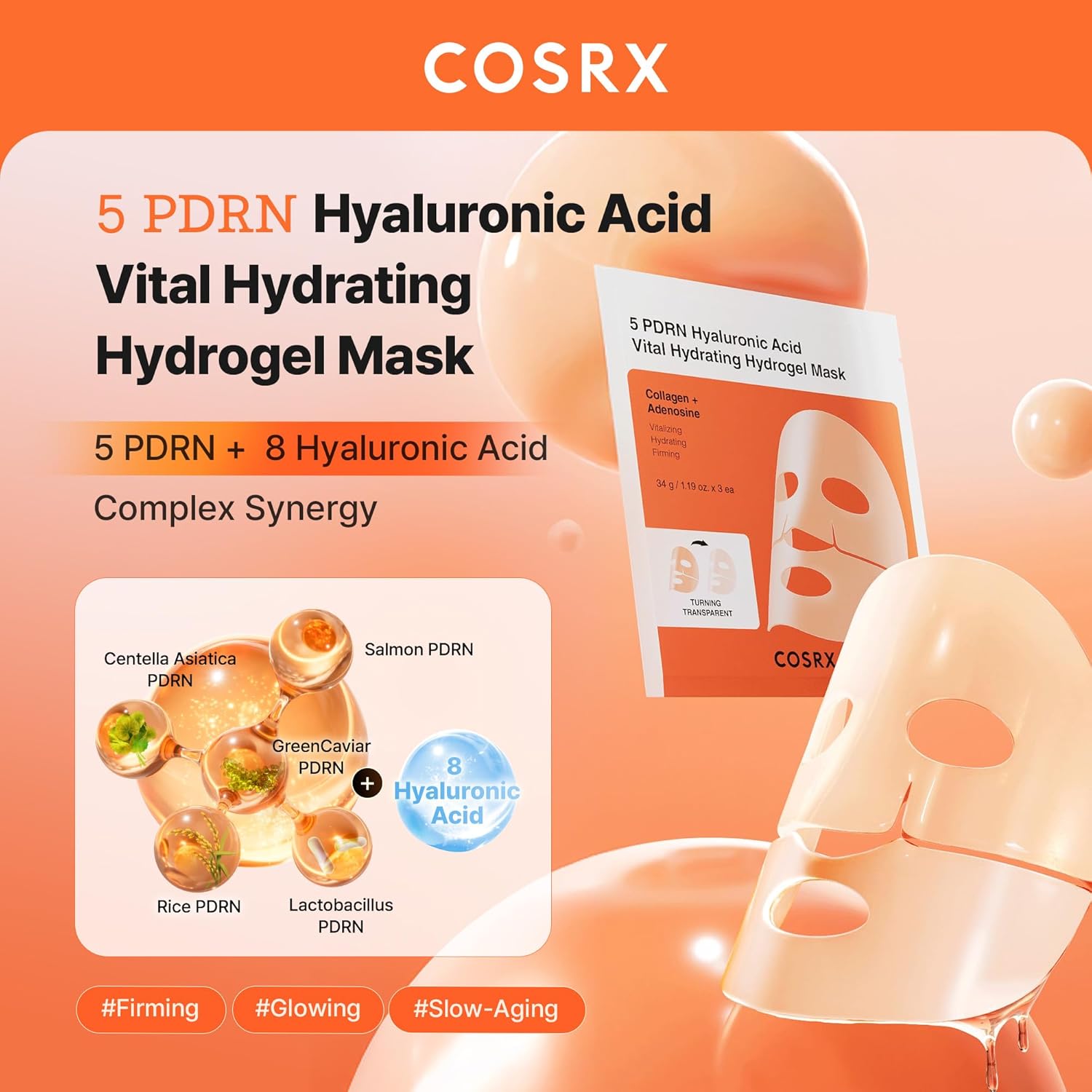 COSRX 5 PDRN Hyalruronic Acid Vital Hydrating Hydrogel Mask (3ea)