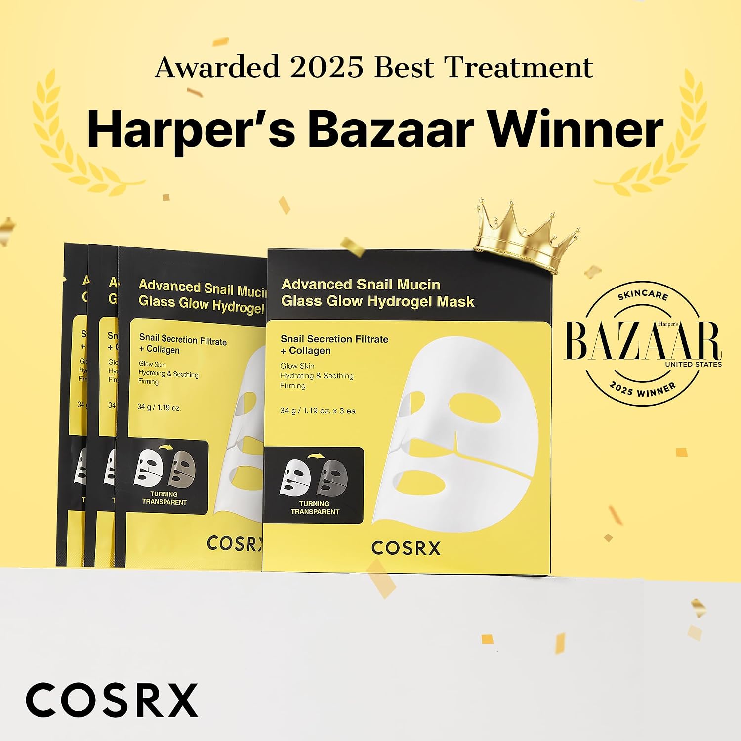 COSRX Advanced Snail Mucin Glass Glow Hydrogel Mask (3ea)