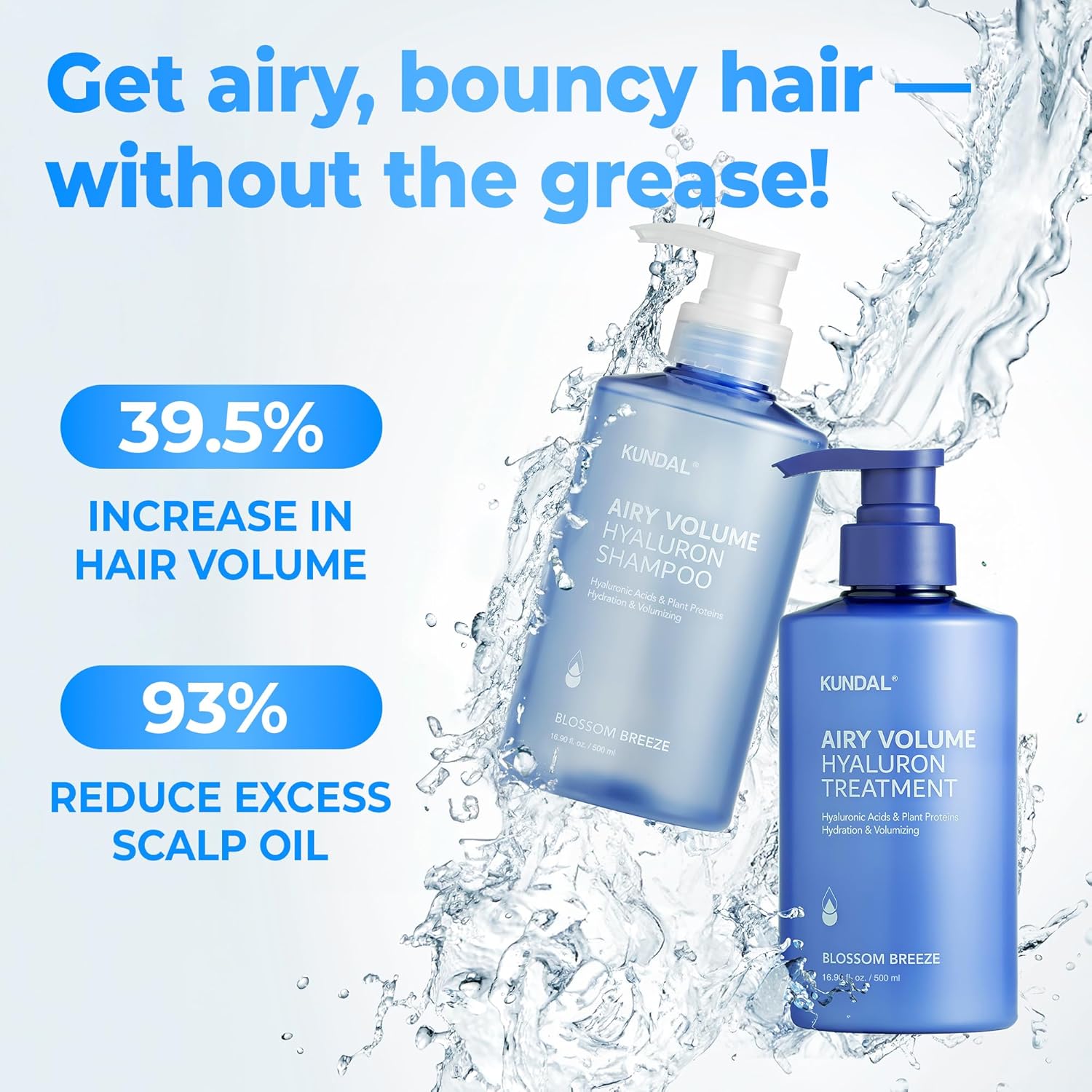KUNDAL Airy Volume Hyaluron Edition Blossom Breeze (Shampoo 300ml + Treatment 300ml)