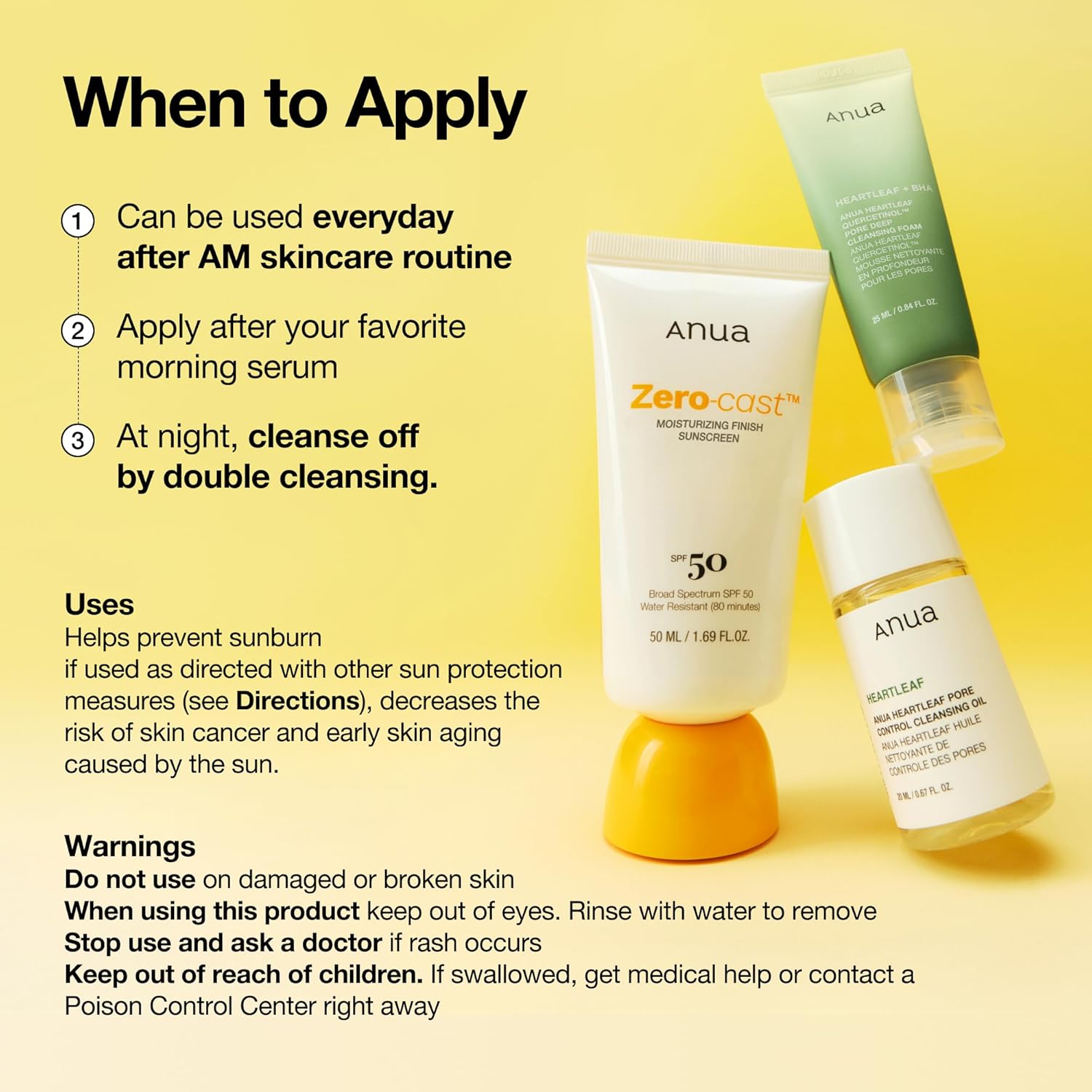 ANUA Zero-Cast Moisturising Suncream SPF 50 50ml