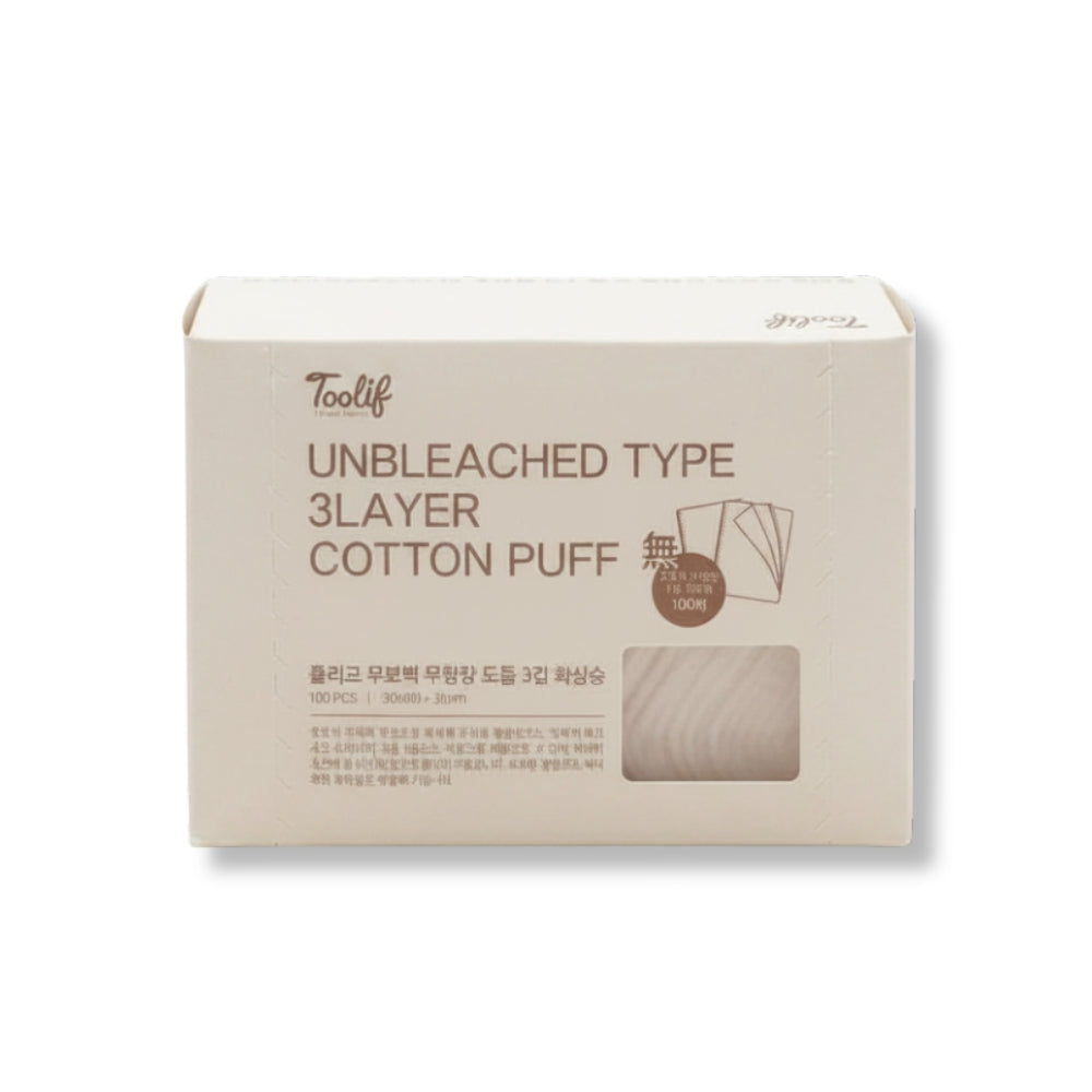 TOOLIF Unbleached 3-Layered Cotton Pads 100P